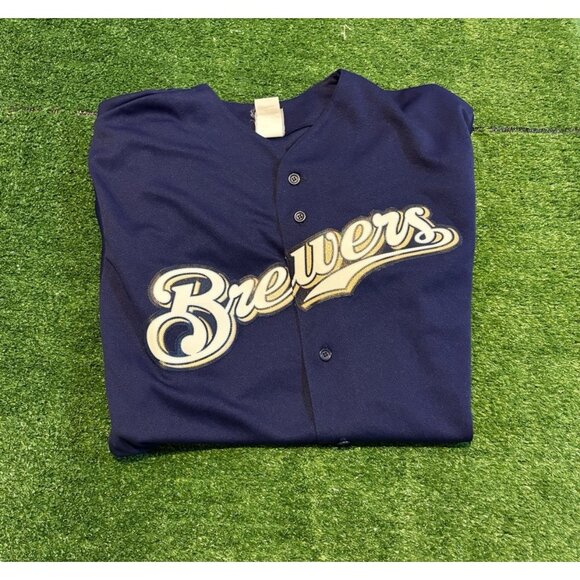 Majestic Other - Vintage Milwaukee Brewers jersey mens XL blue Majestic Y2K baseball MLB 24